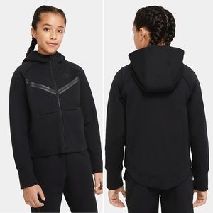 Nike Tech fleece hoodie black girls youth full zip XL X-Large
